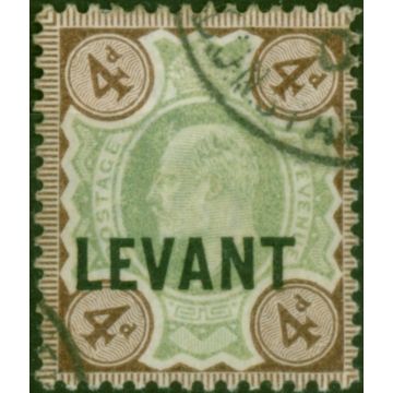 British Levant 1905 4d Green & Grey-Brown SGL7 Fine Used 