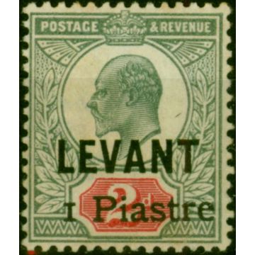 British Levant 1906 1pi on 2d Grey-Green & Carmine SG15 Fine MM Scarce 
