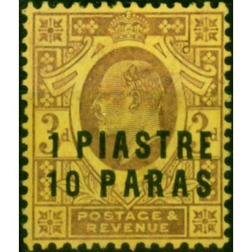 British Levant 1909 1pi 10pa on 3d Dull Purple-Orange-Yellow SG17 Fine VLMM  King Edward VII (1902-1910) Old Stamps