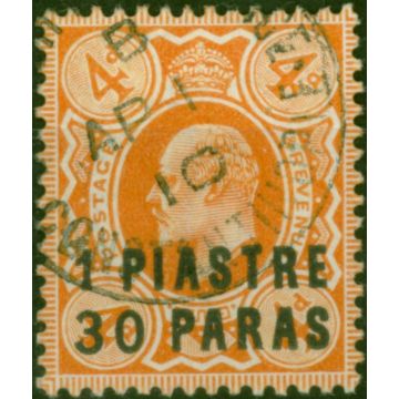 British Levant 1909 1pi 30pa on 4d Brown-Orange SG19 Fine Used
