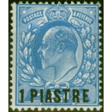 British Levant 1911 1pi on 2 1/2d Bright Blue SG25 Fine Mounted Mint