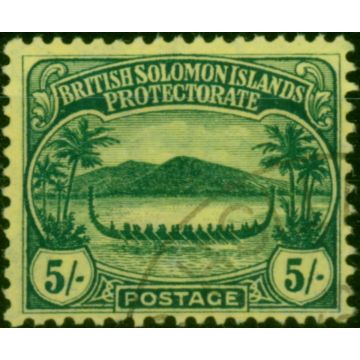 British Solomon Islands 1910 5s Green-Yellow SG17 V.F.U 