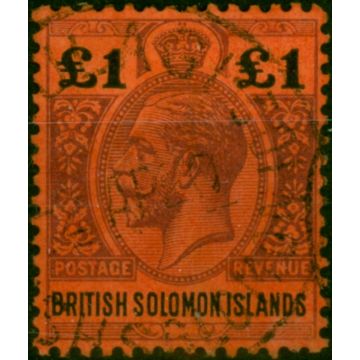 British Solomon Islands 1914 £1 Purple & Black-Red SG38 V.F.U 