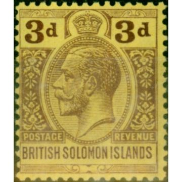 British Solomon Islands 1923 3d Purple-Pale Yellow SG28 Fine LMM 