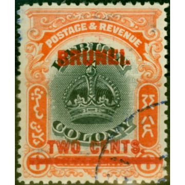 Brunei 1906 2c on 8c Black & Vermilion SG13 Very Fine Used 