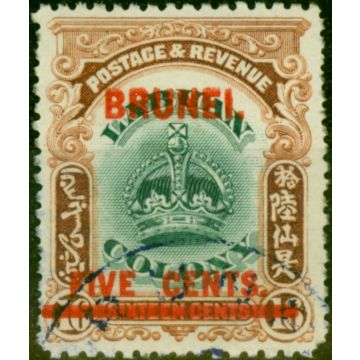 Brunei 1906 5c on 16c Green & Brown SG16 Very Fine Used 