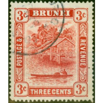 Brunei 1916 3c Scarlet SG38 Type II Fine Used