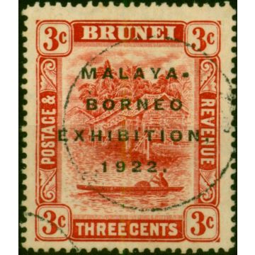 Brunei 1922 3c Scarlet SG53 Fine Used 