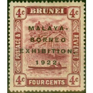 Brunei 1922 4c Claret SG54 Good MM