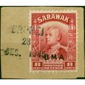 Brunei 1945 8c BMA of Sarawak SG132 with Local Opt on Piece 