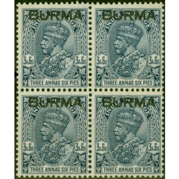 Burma 1937 3a6p Dp Blue SG8 Fine LMM & MNH Block of 4