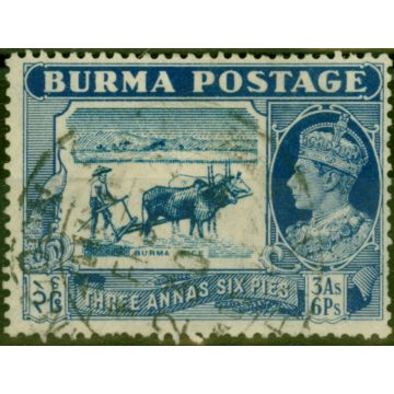 Burma 1938 3a6p Light Blue & Blue SG27 Fine Used