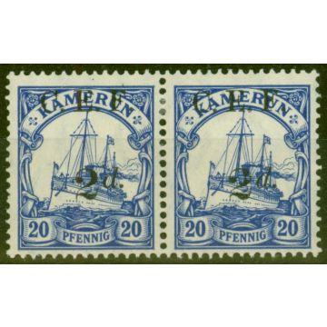 Cameroon 1915 2d on 20pf Ultramarine SGB4a Surch Double One Albino V.F Very Lightly Mtd Mint Pair