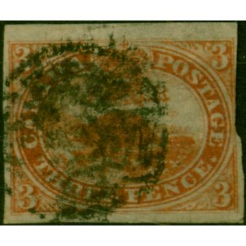 Canada 1852 3d Orange-Red Very Thin Paper SG8 Good Used 