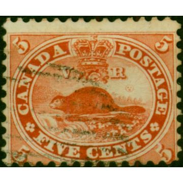 Canada 1859 5c Deep Red SG32 Fine Used (3)