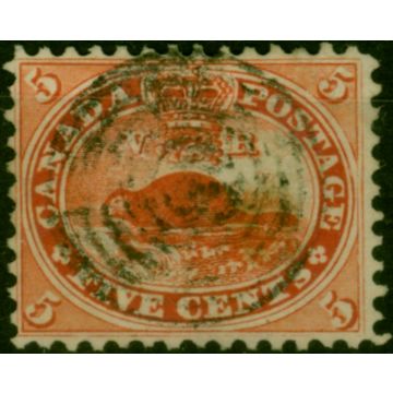 Canada 1859 5c Deep Red Thick Paper SG32 Fine Used Nicely Centered 