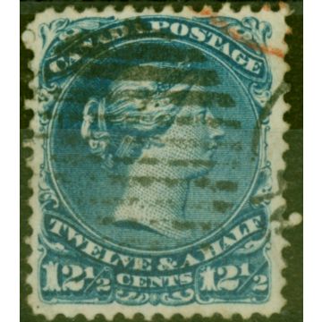 Canada 1868 12 1/2c Bright Blue SG60b Watermarked Double Lined 'HW' Fine Used