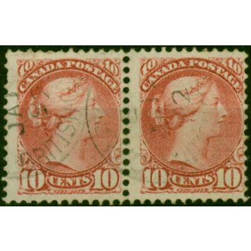 Canada 1890 10c Carmine-Pink SG110 V.F.U Pair 'JA 92' CDS 