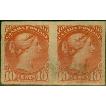 Canada 1891 10c Carmine-Pink Imperf Pair SG110a Good MM