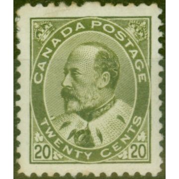 Canada 1903 20c Dp Olive-Green SG186 Fine Mtd Mint