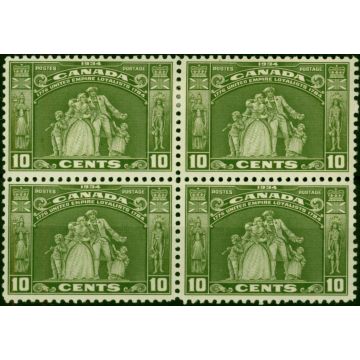 Canada 1934 10c Olive-Green SG333 V.F VLMM & MNH Block of 4 