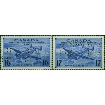 Canada 1942-43 Air Set of 2 Punctured OHMS SG0S15-0S16 Fine LMM 