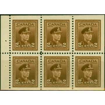 Canada 1942 2c Brown SG376a Booklet Pane of 6 V.F MNH 