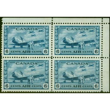 Canada 1942 Air 6c Blue SG399 Very Fine MNH Block of 4