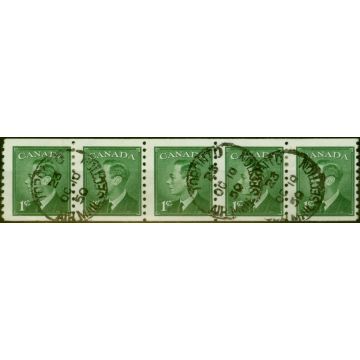 Canada 1950 1c Green SG419 Fine Used Coil Strip of 5