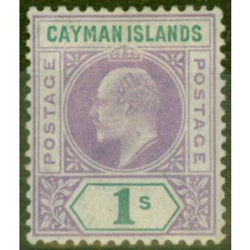 Cayman Islands 1907 1s Violet & Green SG15a Dented Frame Mtd Mint