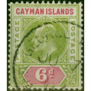 Cayman Islands 1907 6d Olive & Rose SG14 V.F.U