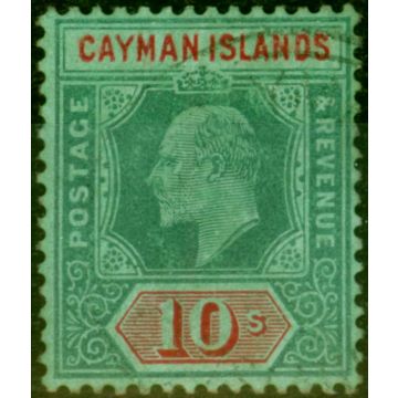 Cayman Islands 1908 10s Green & Red-Green SG34 Fine Used