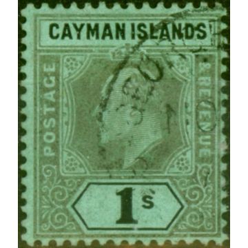 Cayman Islands 1908 1s Black-Green SG33 Fine Used (2)