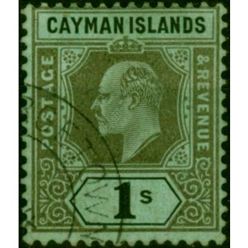 Cayman Islands 1909 1s Black-Green SG31 Fine Used . King Edward VII (1902-1910) Used Stamps