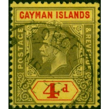 Cayman Islands 1913 4d Black & Red-Yellow SG46 Fine Used 
