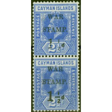Cayman Islands 1917 1 1/2d on 2 1/2d Dp Blue SG54a No Fraction Bar in Pair with Normal Fine Lightly Mtd Mint