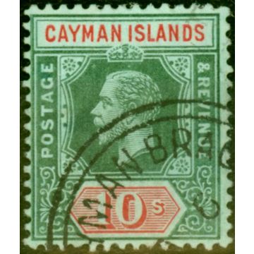 Cayman Islands 1918 10s on Blue-Green Olive Back SG52c Very Fine Used