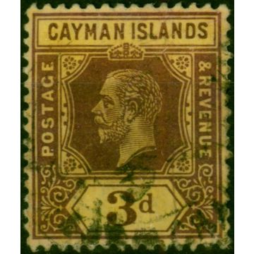 Cayman Islands 1920 3d on Orange-Buff SG45c Fine Used 