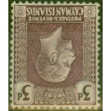 Cayman Islands 1923 3d Purple/Yellow SG75y Wmk Inverted & Reversed Fine Mtd Mint Scarce