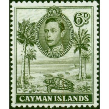 Cayman Islands 1938 6d Olive-Green SG122 P.11.5 x 13 Fine LMM 