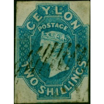 Ceylon 1859 2s Dull Blue SG12 Good Used Example Scarce