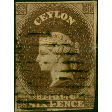 Ceylon 1859 6d Purple-Brown SG6 Good Used (4)