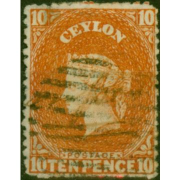 Ceylon 1867 10d Dull Vermilion SG70 Wmk Reversed Fine Used 