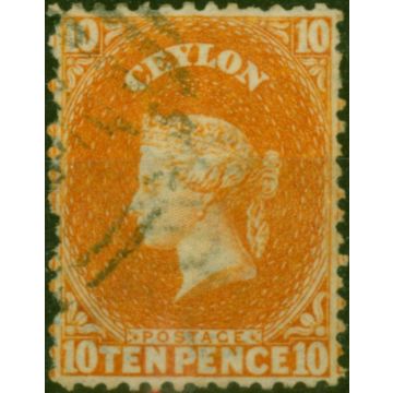 Ceylon 1867 10d Red-Orange SG70b V.F.U 
