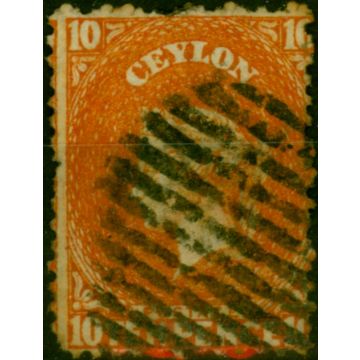 Ceylon 1867 10d Red-Orange SG70bx Good Used 