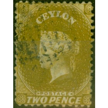 Ceylon 1867 2d Ochre SG64ax Wmk Reversed Fine Used