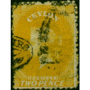 Ceylon 1867 2d Yellow SG64d Good Used 