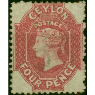 Ceylon 1867 4d Rose SG65ax Wmk Reversed Fine & Fresh MM 