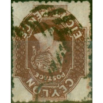 Ceylon 1867 8d Lake Brown SG68b Var 'Wmk Inverted' Fine Used Unlisted Scarce 