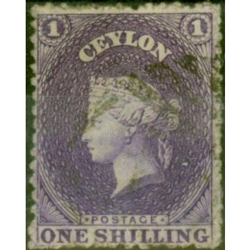 Ceylon 1870 1s Reddish Lilac SG71ax Wmk Reversed V.F.U 